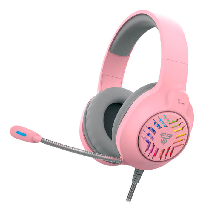 Audífonos rosados gamer con RGB