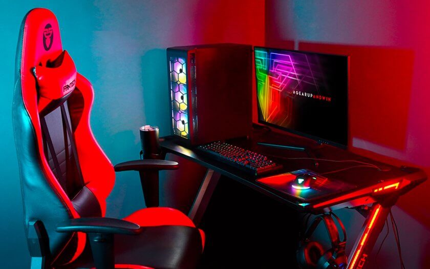Escritorio RGB Gamer con silla e iluminación led